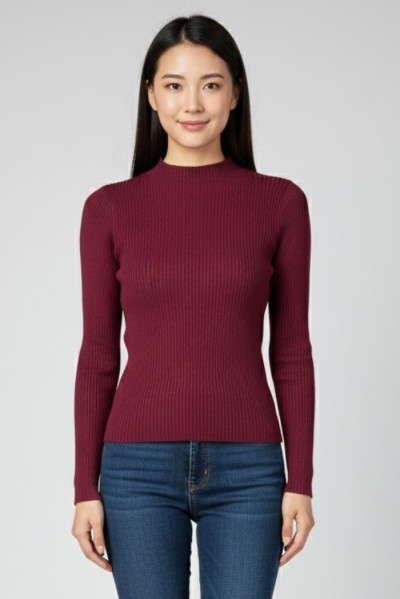 Blash maglia girocollo a costine in misto viscosa bs9700032 — 805219040076094_1