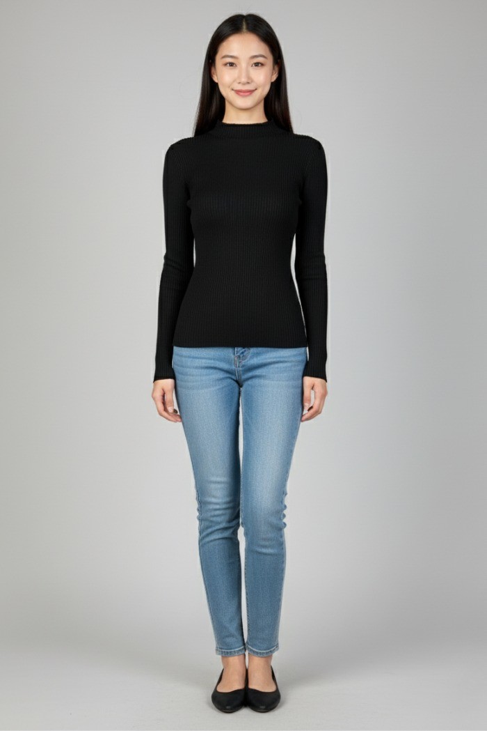 Blash maglia girocollo a costine in misto viscosa bs9700032 [6960cb33]