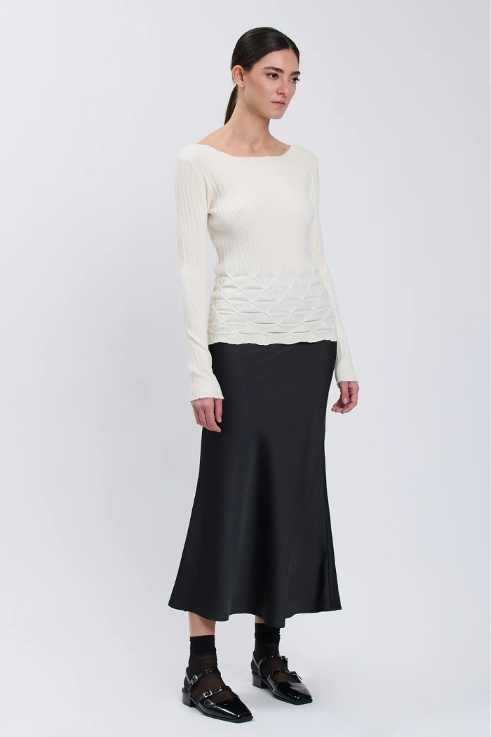 Influencer maglia a costine con scollo ampio 04h93097 [fcc7d31b]