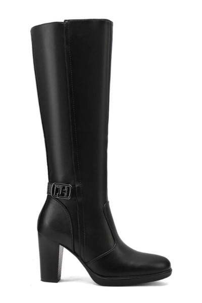 Queen Helena stivale alto con fibbia laterale e tacco alto X33-106 — 805219040076407_1