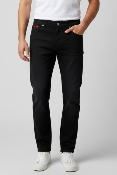Icon jeans in denim di cotone stretch con stampa logo posteriore icuf2w6d014 — 805219040076361_1
