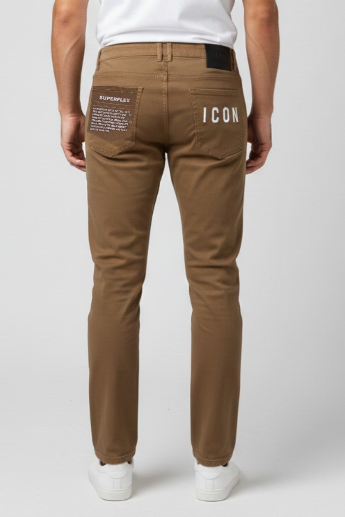Icon jeans in denim di cotone stretch con stampa logo posteriore icuf2w6d014 [8627c6d7]