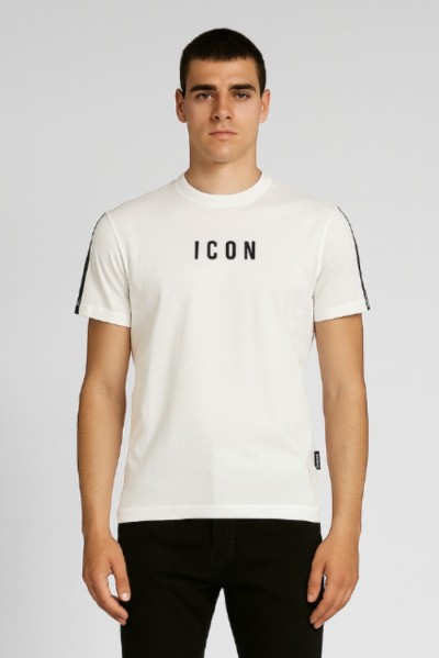 Icon t-shirt girocollo con stampa logo e bande Icuf2w6t038 [511208df]