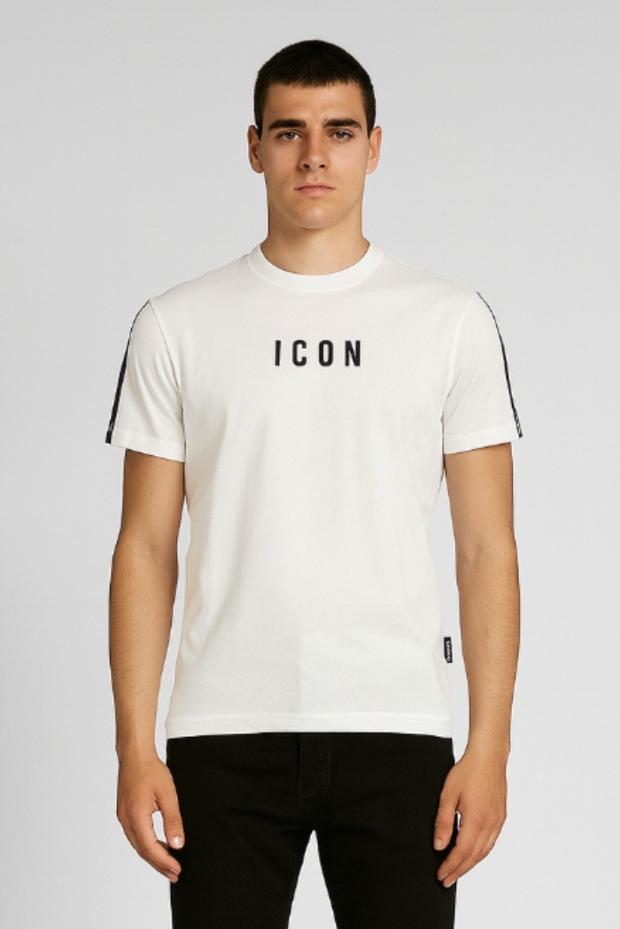 Icon t-shirt girocollo con stampa logo e bande Icuf2w6t038 [511208df]