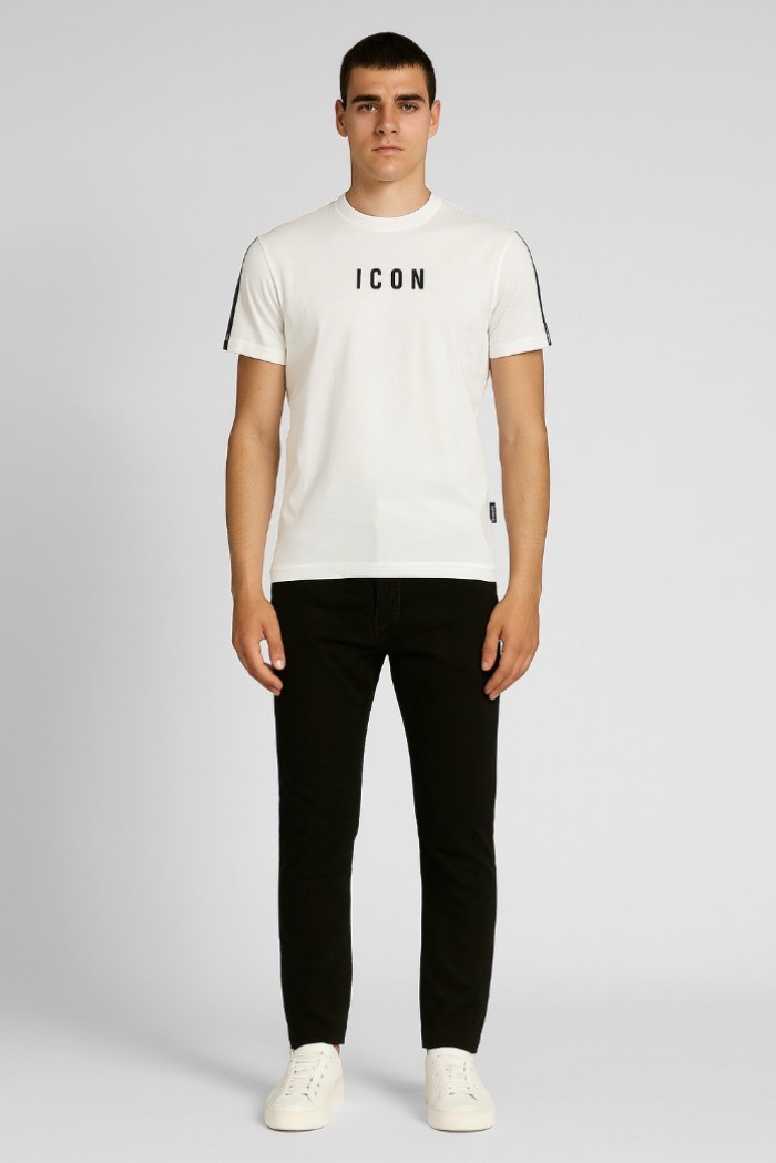 Icon t-shirt girocollo con stampa logo e bande Icuf2w6t038 [3a79cdc8]