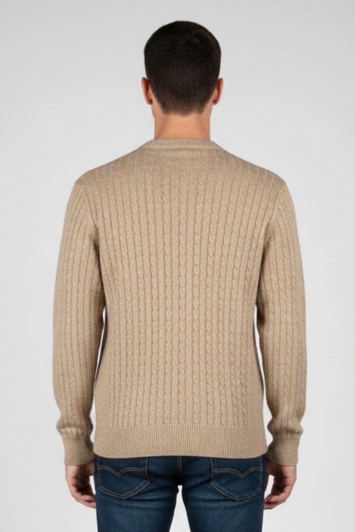 Refrigue maglia girocollo in lana e cotone punto treccia 2811w00160 [38124e53]