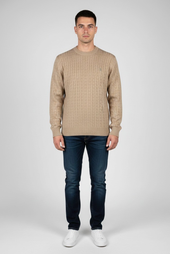 Refrigue maglia girocollo in lana e cotone punto treccia 2811w00160 [3d42094d]