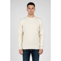 Refrigue maglia girocollo in lana e cotone punto treccia 2811w00160 [be54534a]