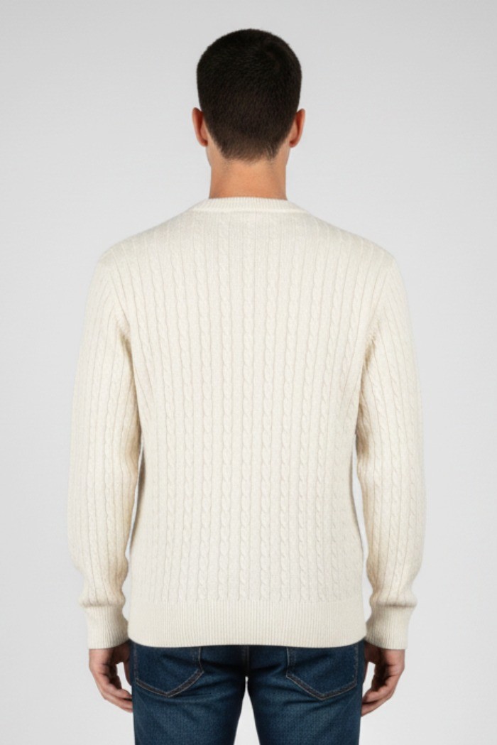 Refrigue maglia girocollo in lana e cotone punto treccia 2811w00160 [d06fd143]