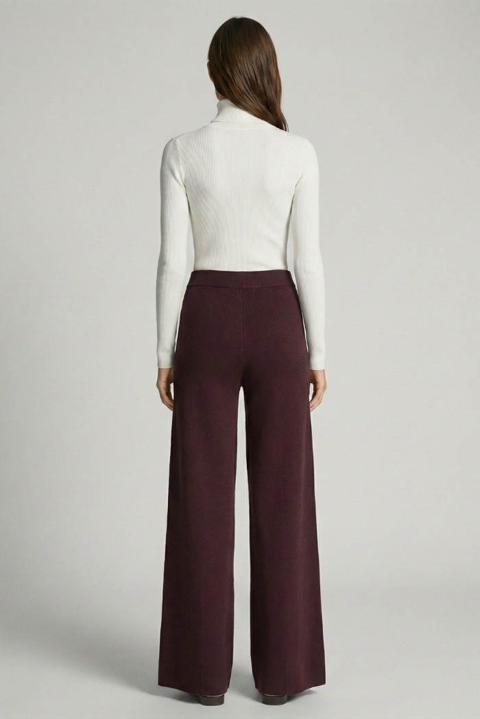 Sheis pantalone palazzo in maglia con riga d52010 [4885564e]