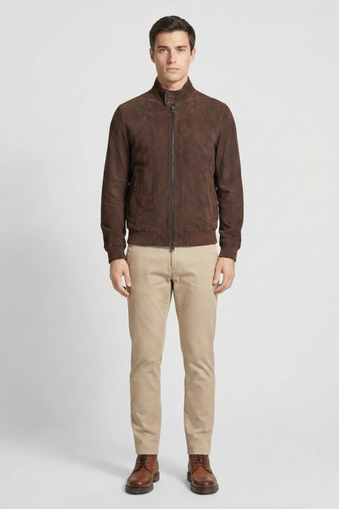Master Pelle bomber in camoscio con colletto in piedi mp872-cm [aee79909]