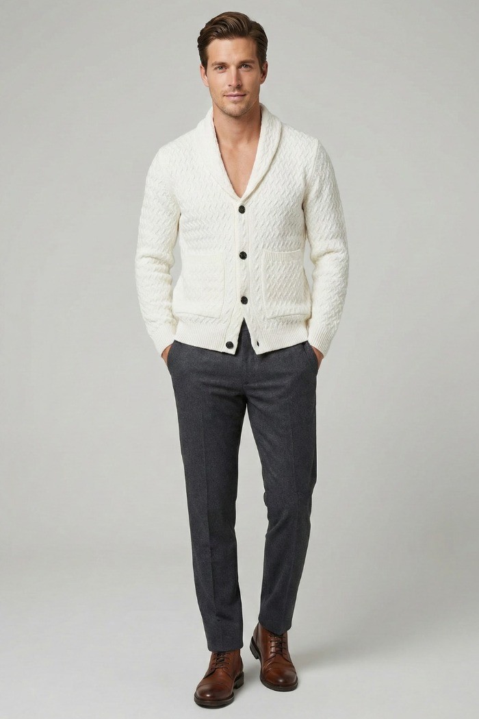 Nerovago cardigan in ciniglia punto treccia con bottoni 750696 [673cbe73]