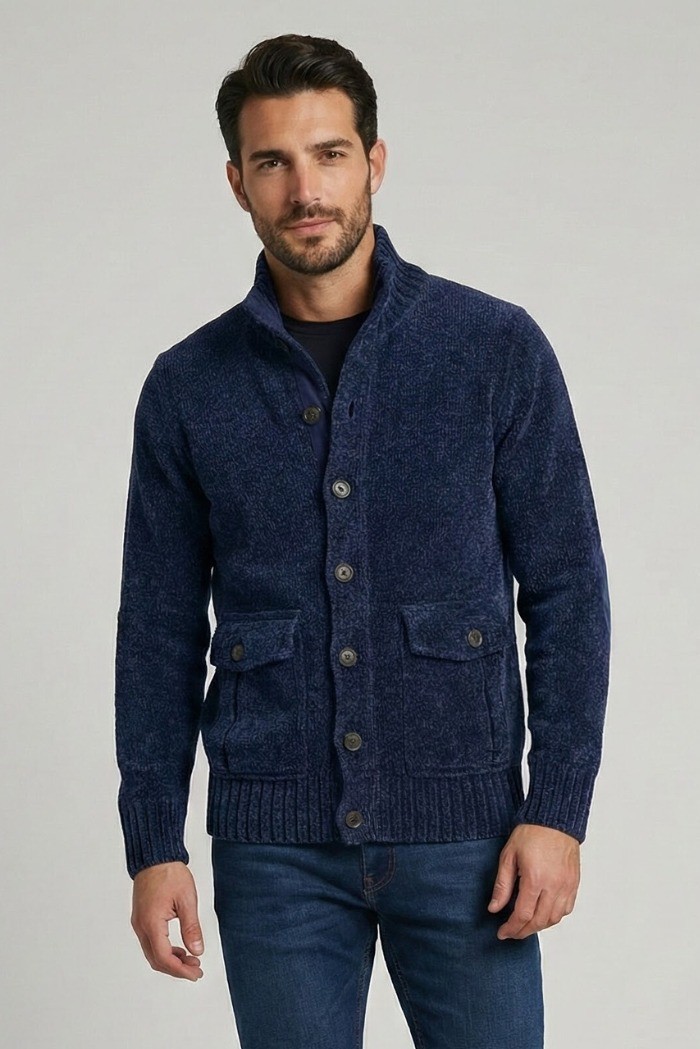 Nerovago cardigan lupetto in ciniglia con bottoni 750666 [df35f996]