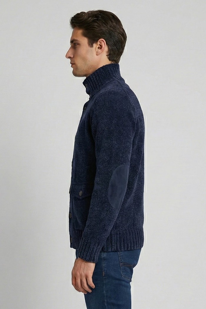 Nerovago cardigan lupetto in ciniglia con bottoni 750666 [0613ba9b]