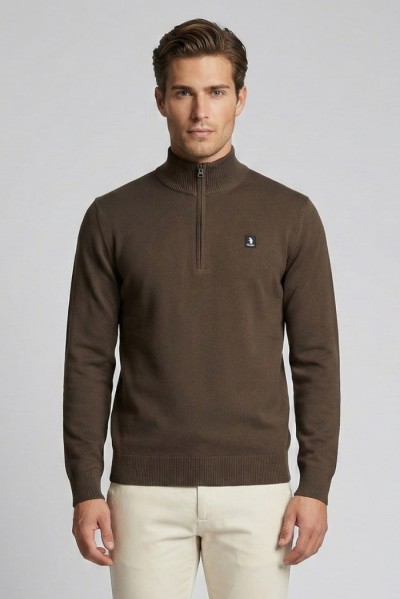 Refrigue lupetto in misto viscosa con mezza zip e logo 2811w00180 — 805219040077317_2