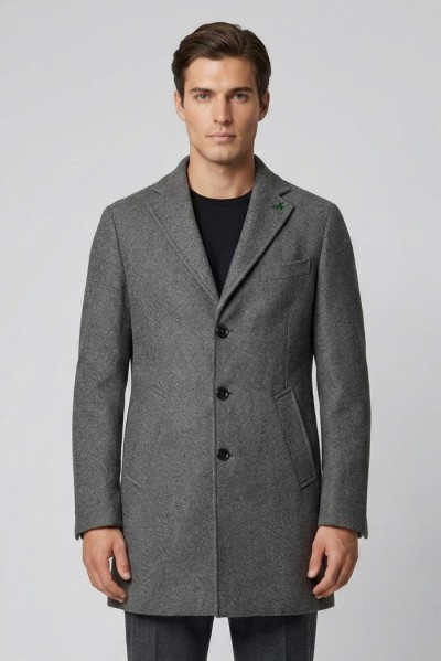 Triple A cappotto con tasche oblique e dettaglio quadrifoglio ca37-2560 — 805219040077404_1