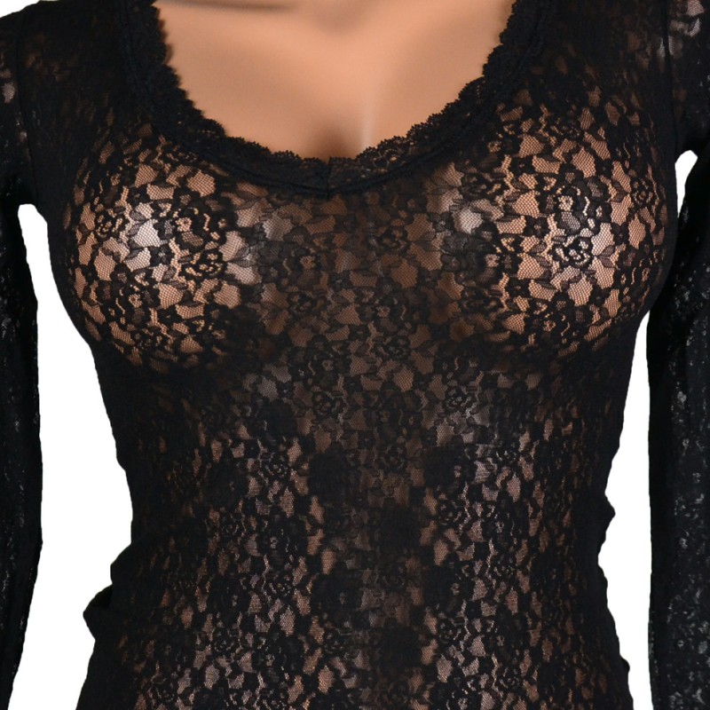 Maglia in pizzo elastico Dolche Amore Janira nero
