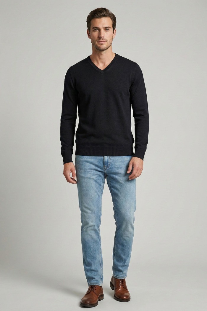 Nerovago maglia scollo a V in misto viscosa 750004 [643dcf48]