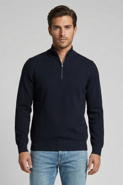 Nerovago lupetto mezza zip in misto viscosa 750002 [6774d21e]