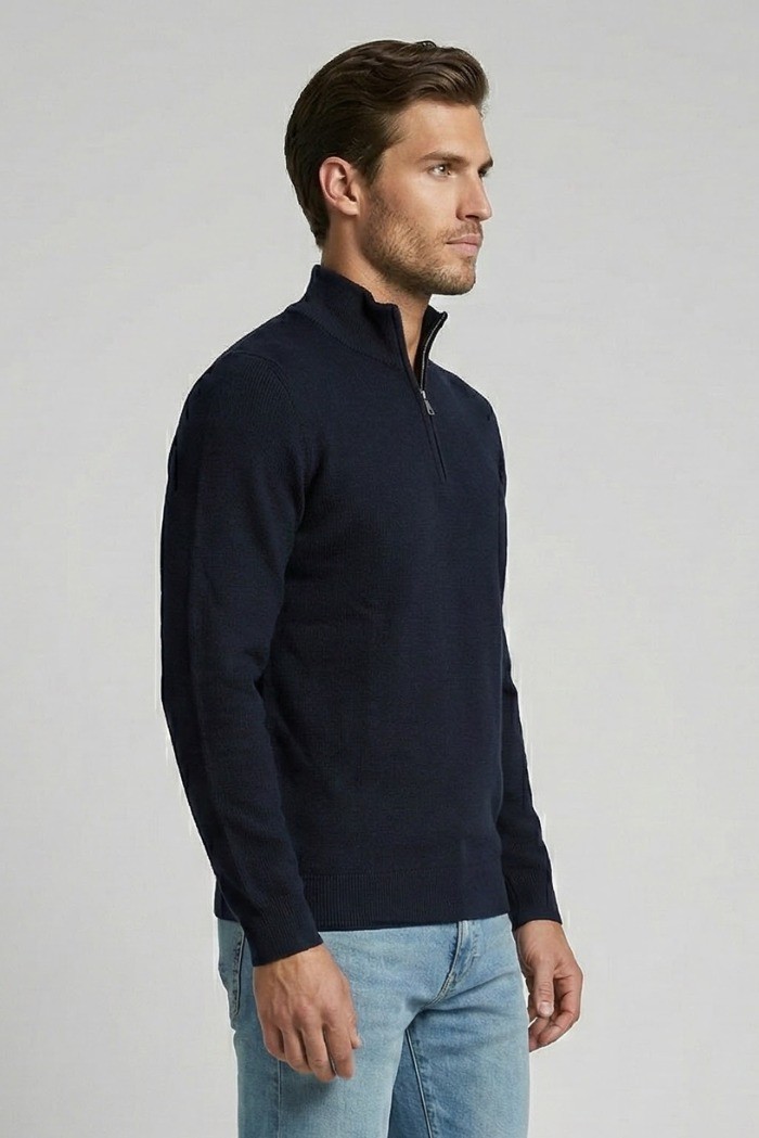 Nerovago lupetto mezza zip in misto viscosa 750002 [be529113]