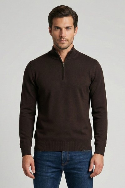 Nerovago lupetto mezza zip in misto viscosa 750002 [a568c5f3]