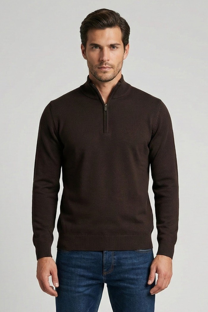 Nerovago lupetto mezza zip in misto viscosa 750002 [a568c5f3]