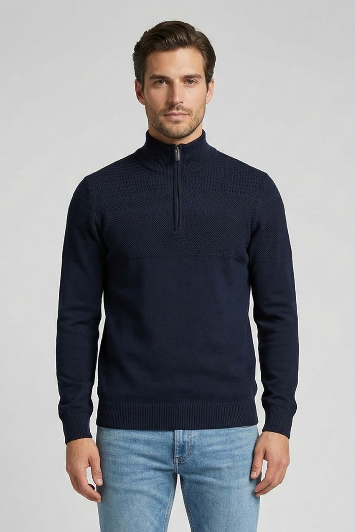 Nerovago lupetto lavorato mezza zip 750102 [976e8228]