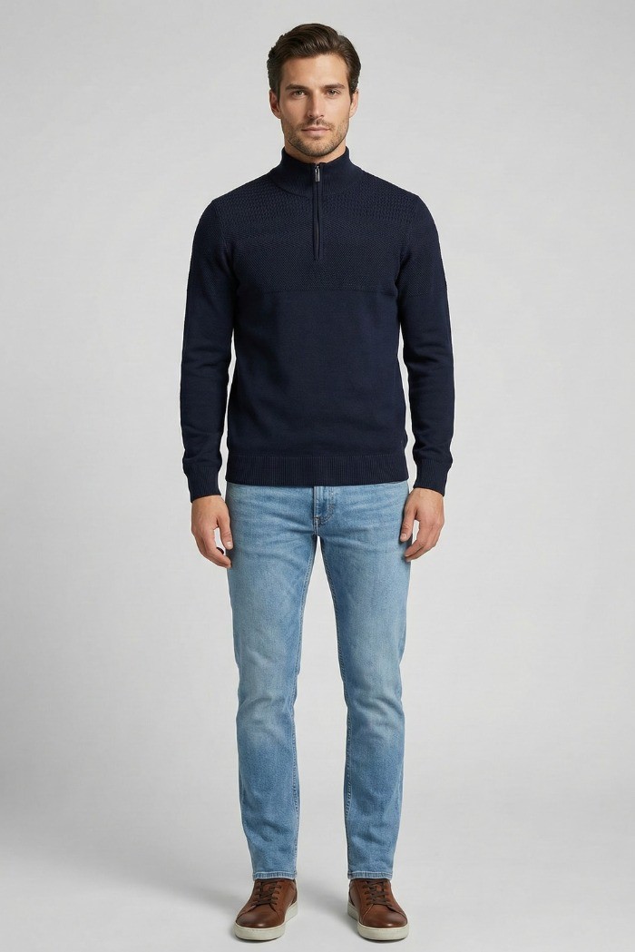 Nerovago lupetto lavorato mezza zip 750102 [fc05473f]
