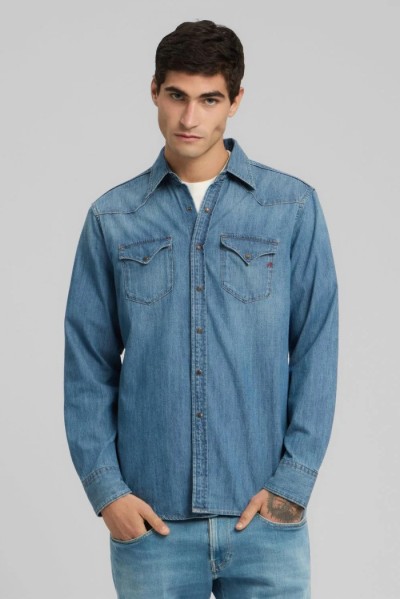 Replay camicia western in denim M4023T.000.26C.94A — 805219040077665_1