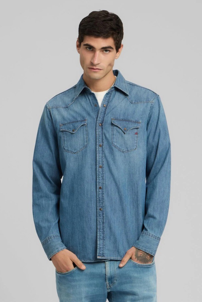 Replay camicia western in denim M4023T.000.26C.94A [34498af7]