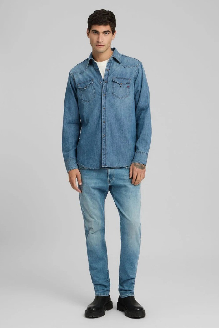 Replay camicia western in denim M4023T.000.26C.94A [86040ced]