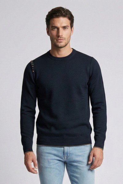 Nerovago maglia girocollo con inserti e toppe 750392 — 805219040076485_1