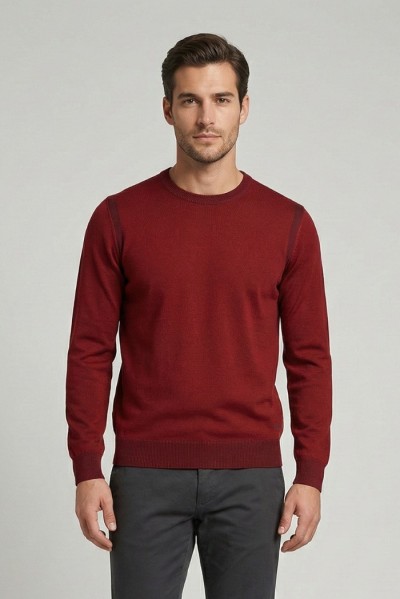 Nerovago maglia girocollo in misto viscosa con contrasti 750051 — 805219040076493_2