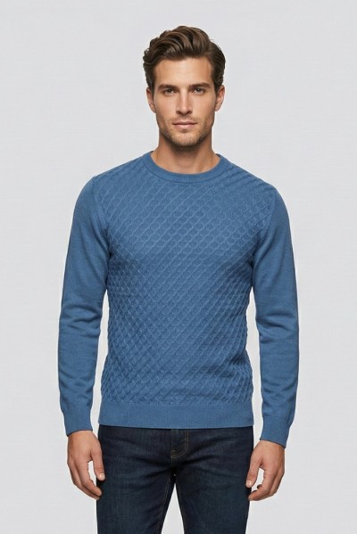Nerovago maglia girocollo in misto viscosa con intarsi 750361 — 805219040076496_1