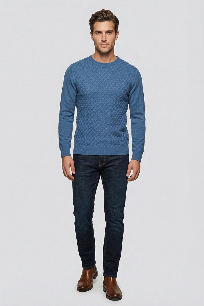 Nerovago maglia girocollo in misto viscosa con intarsi 750361 [9b1f118b]