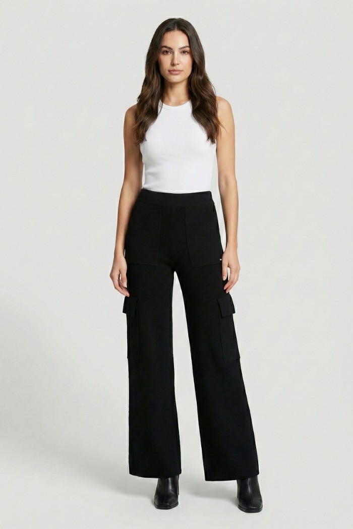 Fracomina pantalone flare in maglia di lana fr25wvc009k47301 [b26773b4]