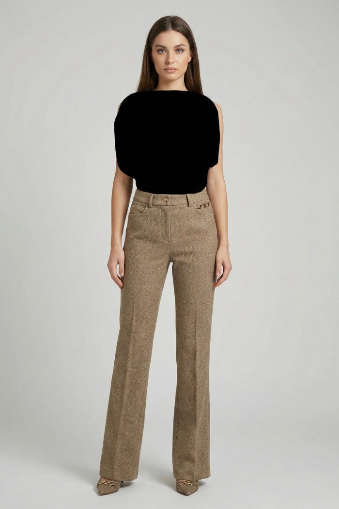 Fracomina pantalone bootcut con vita alta fr25wva014w80501 [ee176934]