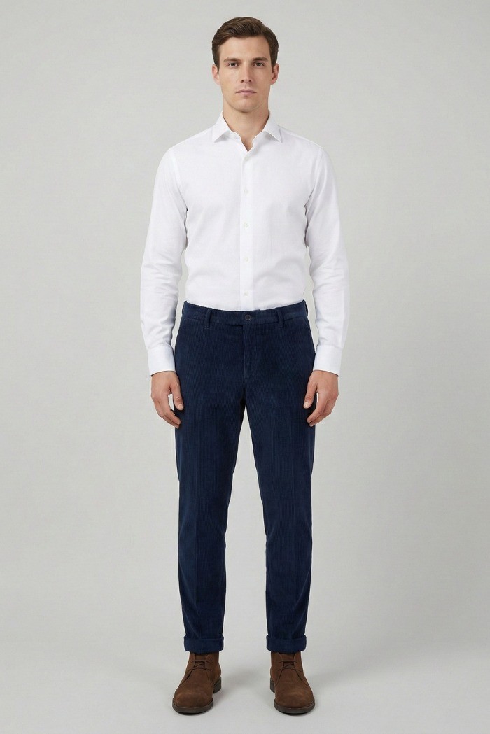 Triple A pantalone chino in velluto con risvolto PT127-2587 [f3c5a2e9]