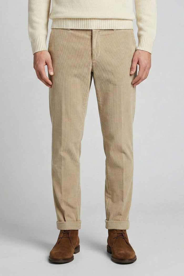 Triple A pantalone chino in velluto con risvolto PT127-2587 [448151a3]