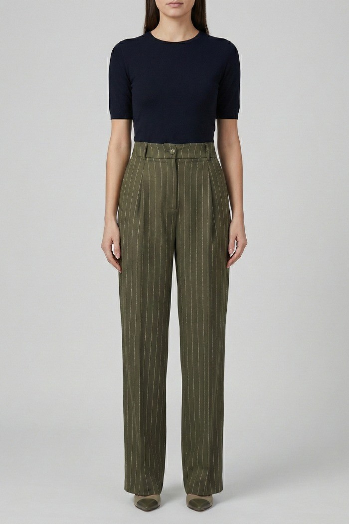 PDK pantalone gessato in flanella twill 052183 [6e50d7ed]