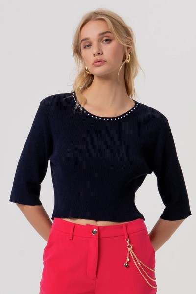 Fracomina maglia cropped a costine fr26st7008k52401 [ca3e603d]