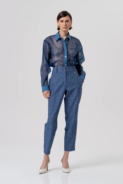 Fracomina pantalone carrot chino in Principe di Galles fr26sv4008w645o2 [4a3071d5]