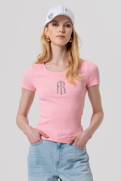 Fracomina t-shirt slim a costine fp26st3001j42701 [949b058b]