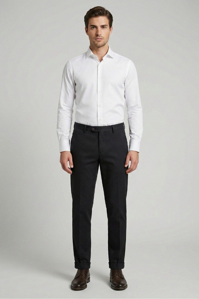 Squad2 pantalone chino con trama diagonale e risvolto Napoli126092 [295b2e1c]