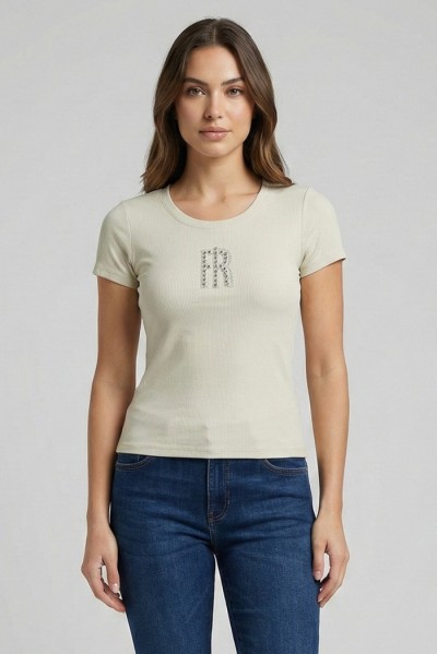 Fracomina t-shirt slim a costine fp26st3001j42701 [153c1c5a]