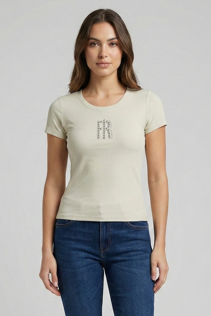Fracomina t-shirt slim a costine fp26st3001j42701 [153c1c5a]