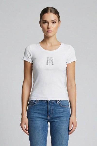 Fracomina t-shirt slim a costine fp26st3001j42701 [31eabb53]