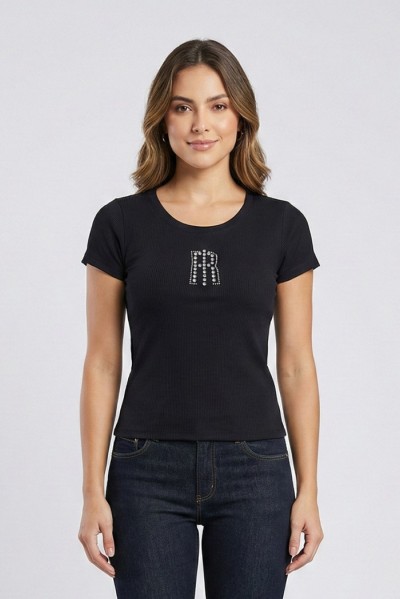 Fracomina t-shirt slim a costine fp26st3001j42701 [1ae803df]