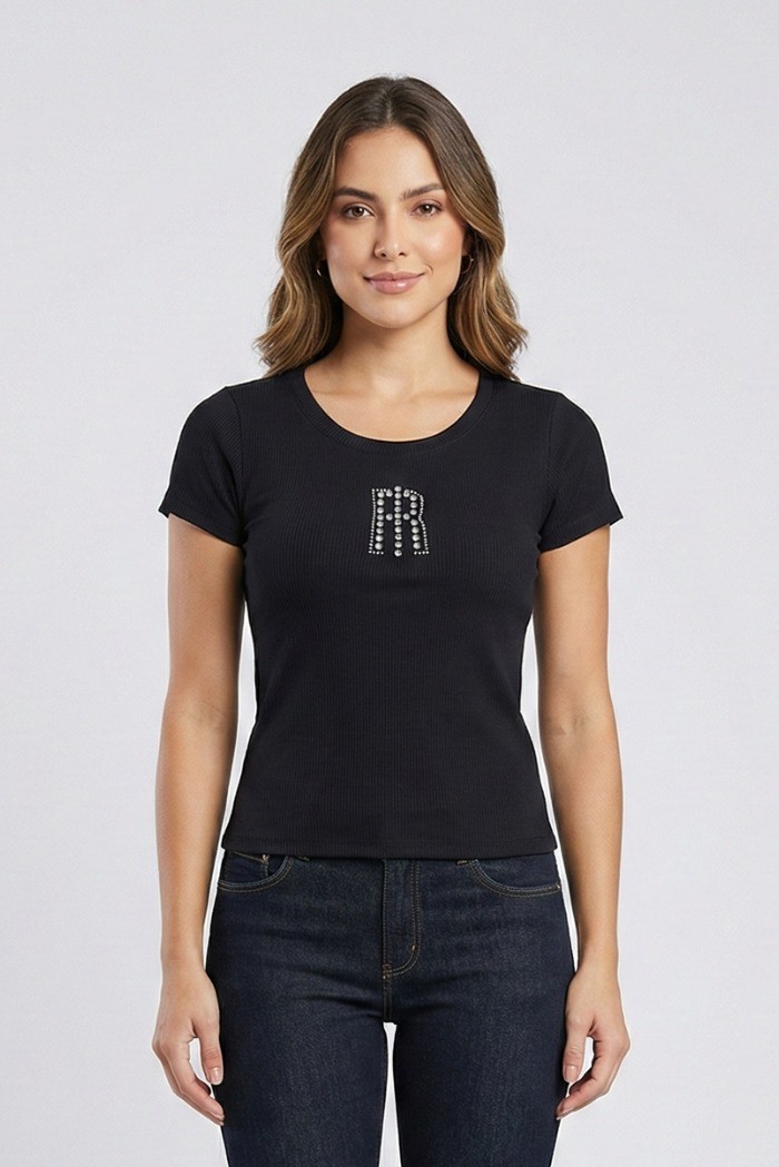 Fracomina t-shirt slim a costine fp26st3001j42701 [1ae803df]