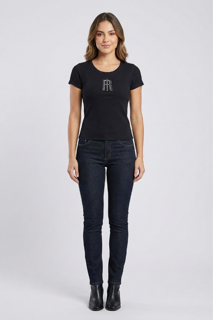 Fracomina t-shirt slim a costine fp26st3001j42701 [74d381d6]